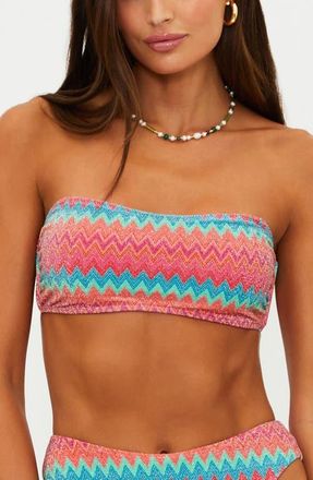 Beach Riot Kelsey Crochet Bikini Top in Strawberry Ice Chevron at Nordstrom, Size X-Large