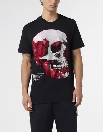 Philipp Plein Round Neck T-Shirt Red Skull Skull Men in Black at Nordstrom, Size Xxx-Large