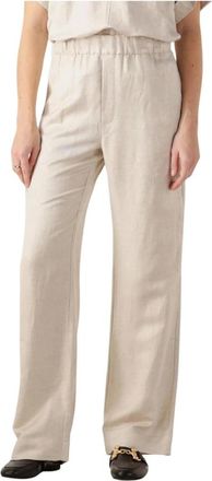 Minus Broeken, Dames, Beige, S, Linnen, Zand Linnen Wijde Broek