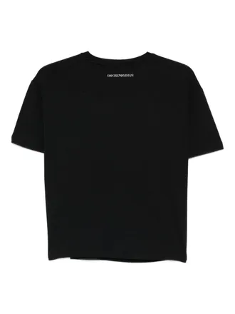 Emporio Armani Logo Embellished Cotton T-shirt - Black