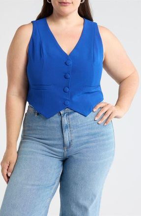 Sugarlips Stretch Woven Vest in Navy at Nordstrom, Size 2X