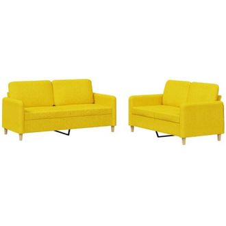 vidaXL Vidaxl - Juego De Sof&aacute;s Con Cojines 2 Piezas Tela Amarillo Claro