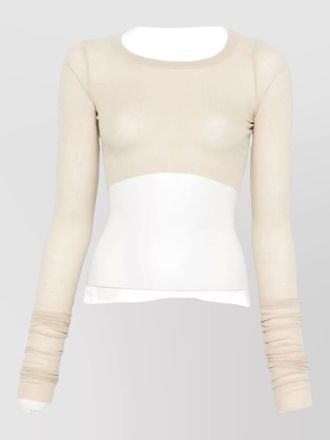 Rick Owens cropped long sleeve round neck top sheer