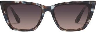 Quay Call the Shots Remixed 43mm Gradient Cat Eye Sunglasses in Storm Tort/Smoke Taupe at Nordstrom