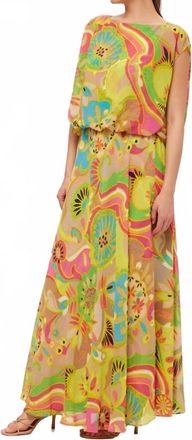 Trina Turk Vantage Short Sleeve Maxi Dress In Multi