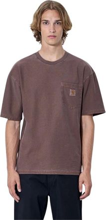 Carhartt Work in Progress Tops, Heren, Bruin, XL, Katoen, Los T-shirt met zak