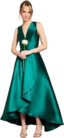 Coast Honoured Sleeveless Plunge Waterfall Twill Maxi Bridesmaid Dress, 10, Emerald