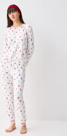 PJ Salvage Womens Cherries ultra-soft pyjama set