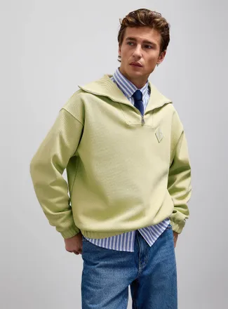 Lacoste Mens Signature emblem piqu&eacute; sweatshirt