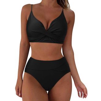 Generic Womens 2 Piece Swimsuits Set Tummy Control Bikini Top Elegant Beachwear Poolside Lounging Swimwear Women Classic Swimming Costume Vacation Tops Bottom