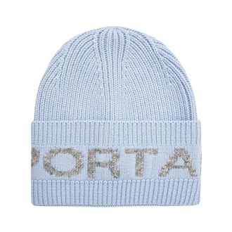 Sportalm Logo-knit Turn-up Muts - Dames - Hoeden - Blauw - ONE Size - Wol - Accessoires