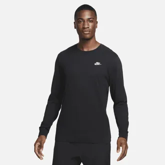 Nike Mens Nike Sportswear Club Long-Sleeve T-Shirt in Black | AR5193-010