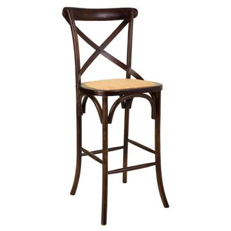 Wanderlust Deco Wanderlust Deco - Taburete De Madera Y Asiento De Rat&aacute;n Marr&oacute;n 45x53x75/116