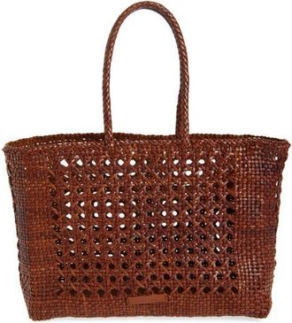 Loeffler Randall Klara Woven Leather Tote in Saddle at Nordstrom, Size One Size Oz