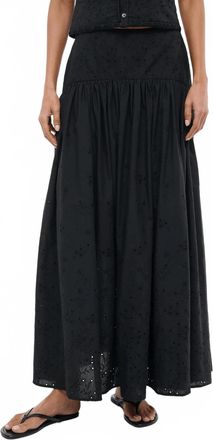 Staud Procida Eyelet Maxi Skirt In Black
