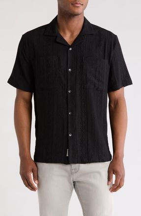 Civil Society Relaxed Fit Open Stitch Camp Shirt in Black at Nordstrom Rack, Size Large
