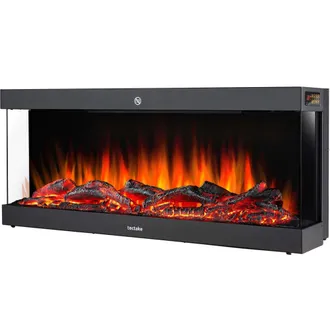 TecTake Chimenea el&eacute;ctrica de pared, 2 niveles de calor, efecto llama, negro