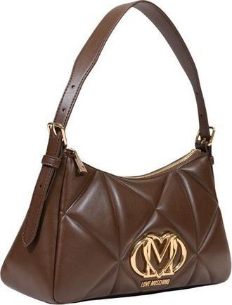 Love Moschino Womens Quilted Polyurethane Shoulder Bag Brown