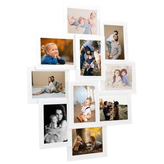Berkfield Home Collage Photo Frame for 10x(13x18 cm) Picture White MDF | Size: 13x18 cm