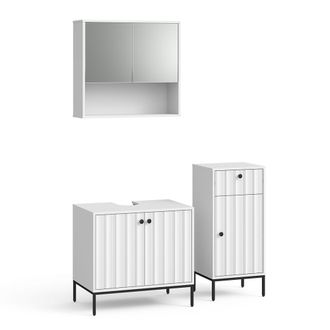 Vicco Conjunto De Muebles De Ba&ntilde;o De 3 Piezas Eliza, Ondulaci&oacute;n Blanca, 3 Partes, Vicco