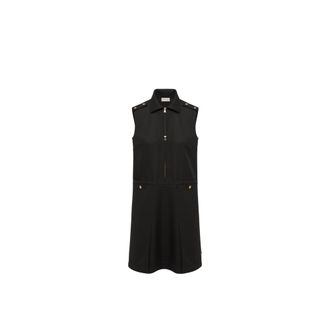 Moncler Moncler Wool Gabardine Shirt Dress, Women, Black, Size: 38