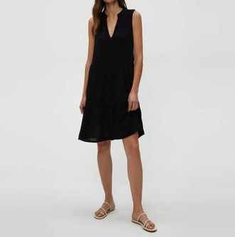 Michael Stars Daisy Gauze Dress In Black