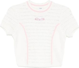Casablanca Trim Knit Top - Dames - T-shirts - Wit - S - Katoen - Tops