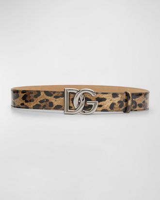 Dolce & Gabbana DG Leopard Patent Leather Belt