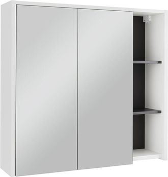 Vicco Armario con espejo de baño Viola, Blanco/Gris, 80 x 75 cm con estantes abiertos, Vicco