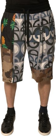 Dolce & Gabbana Multicolor Patchwork Linen Bermuda Mens Shorts (Pre-Owned)