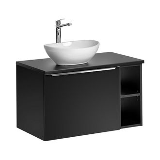 Petits Meubles Mueble lavabo individual 80cm 2 nichos tableros laminados y mdf negro