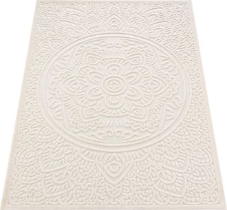 Paco Home Teppich »Cotton 232« rechteckig 10 mm Höhe Uni Farben, Hoch-Tief Effekt, boho, In- und Outdoor geeignet