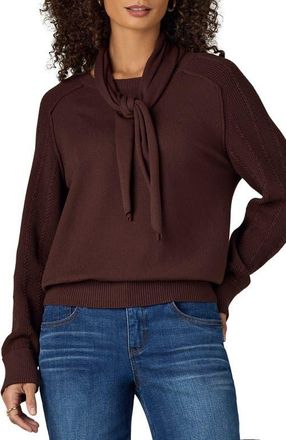 Wit & Wisdom Tie Neck Sweater in Cold Brew at Nordstrom, Size X-Large