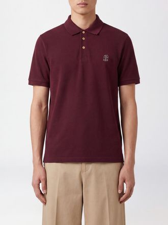Brunello Cucinelli Polo in cotone a maniche corte con logo ricamato