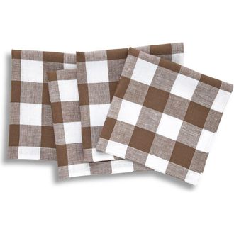 Solino Home Linen Dinner Napkins - Buffalo Check, 20 x 20 in Coco Brown And White at Nordstrom, Size Large