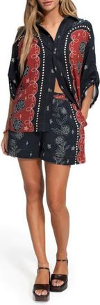 Agua Bendita Chrissy Bowly Cover-Up Shirt in Black at Nordstrom, Size X-Small