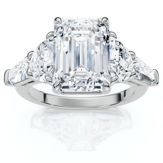 Pompeii3 Certified 4 1/2Ct Tessa Emerald Engagement Ring 14k Gold Lab Grown