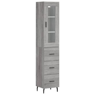 vidaXL Aparador Alto Madera Contrachapada Gris Sonoma 34,5x34x180 Cm Vidaxl