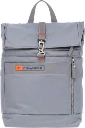 Piquadro Gerecyclede Grijze Technische Stof Roll Top Rugzak - Dames - Rugzakken - Grijs - ONE Size - Nylon - Tassen