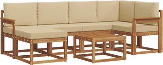 vidaXL Conjunto De Sof&aacute;s De Exterior 7 Uds. Natural Y Beige Vidaxl