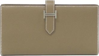 Herm&egrave;s Etoupe Gray Soufre Long Wallet (Bi-Fold) (Pre-Owned)