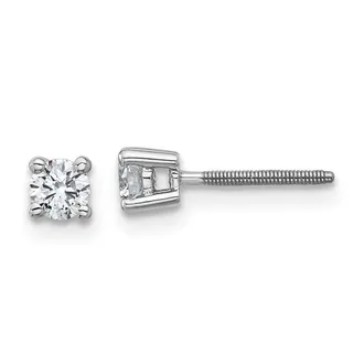 Diamond2Deal 14k Gold 1/3 ct Round Lab Grown Diamond Stud Earrings Screw Back VS Clarity, D-E Color
