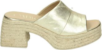 Gaimo Espadrilles Schoenen, Dames, Beige, 38 EU, Leer, Gouden Leren Sportieve Sandalen