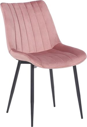 Clp Silla con patas de metal y asiento en Terciopelo Rosado