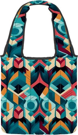 Generic Art Abstract Geometry Reversible Canvas Shoulder Tote - Double-Sided Print, 12oz Cotton, 27cm Drop, Fold-Flat Bag for Travel, Shopping, Street Outings