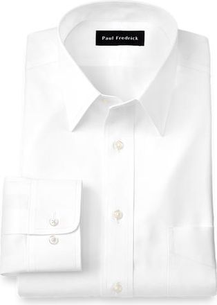 Paul Fredrick Tailored Fit Non-iron Cotton Pinpoint Solid Point Collar Dress Shirt in White at Nordstrom, Size 16.5 - 34