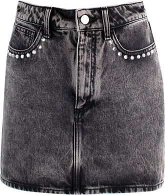 Alessandra Rich Washed Black Denim Mini Skirt Size 28/71