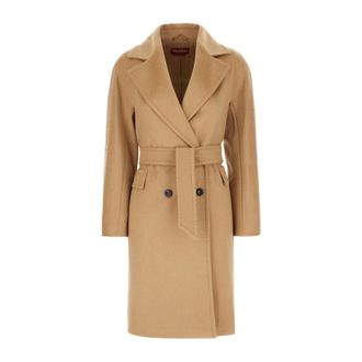 Max Mara Dames, Mantels, Bruin, Maat: M Wol