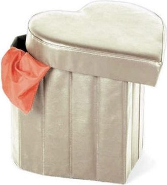 Trade Shop Trade Shop - Pouf Caja De Almacenamiento Puff Fousped Con Forma De Coraz&oacute;n En Color De Piel Sint&eacute;tica - Beige