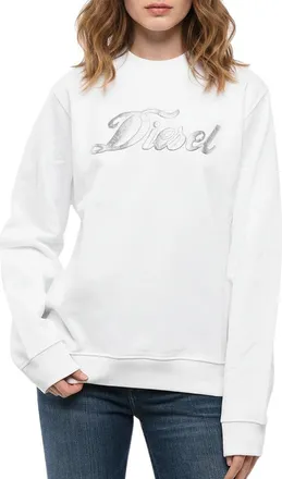 Diesel White Logo Crew Neck Sweatshirt